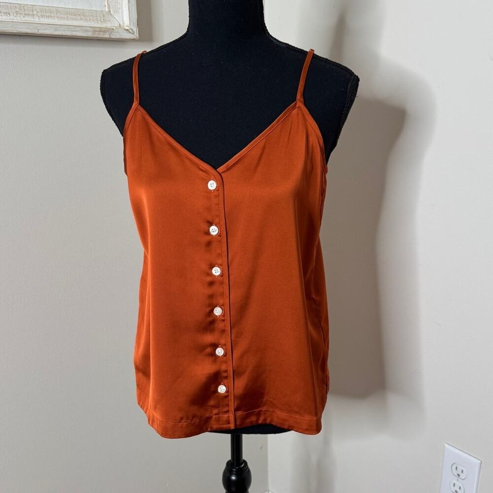J.Crew Satin Button Down Tank Rust Size S